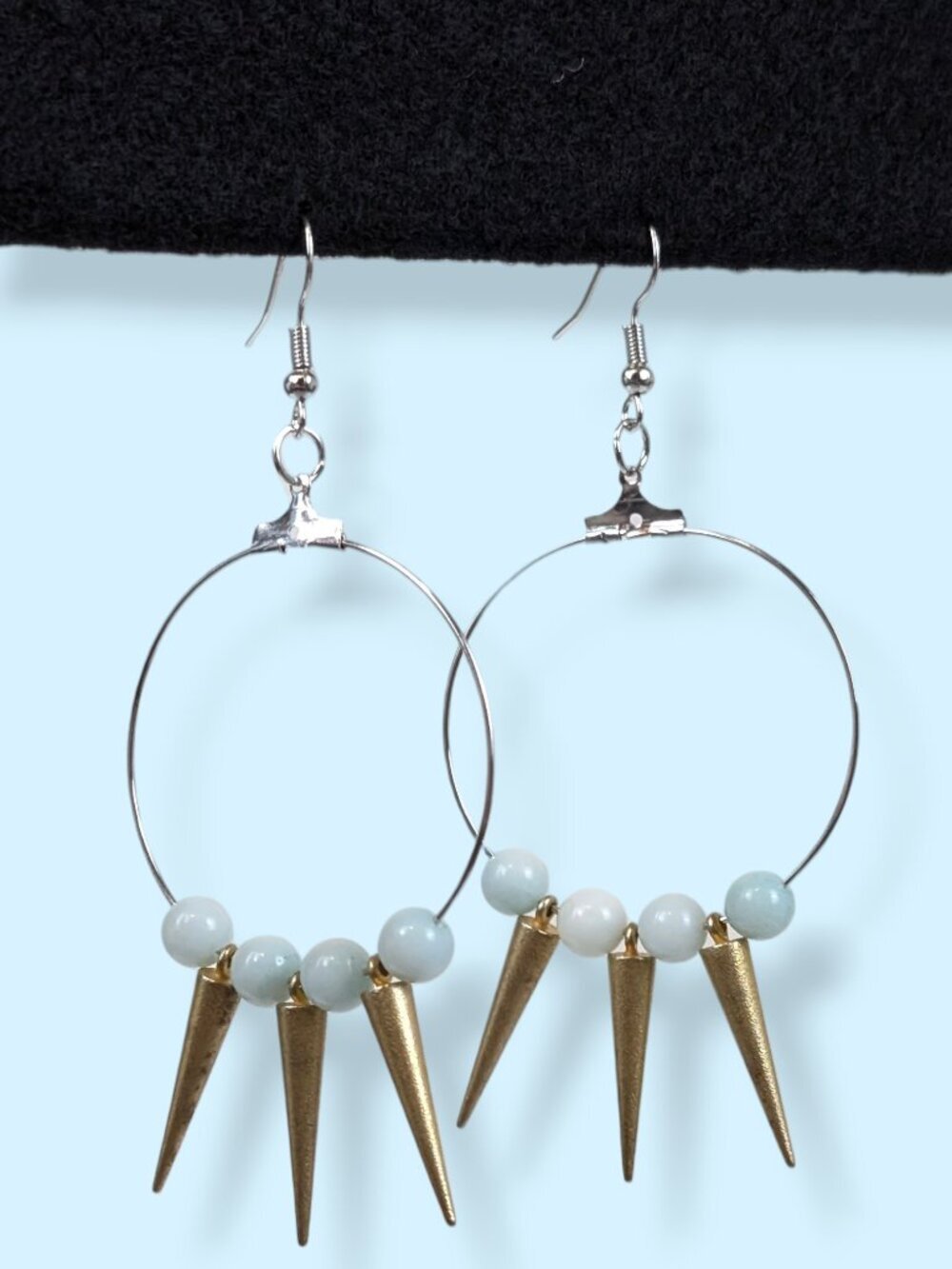 Dangling Amazonite & Spike Earrings